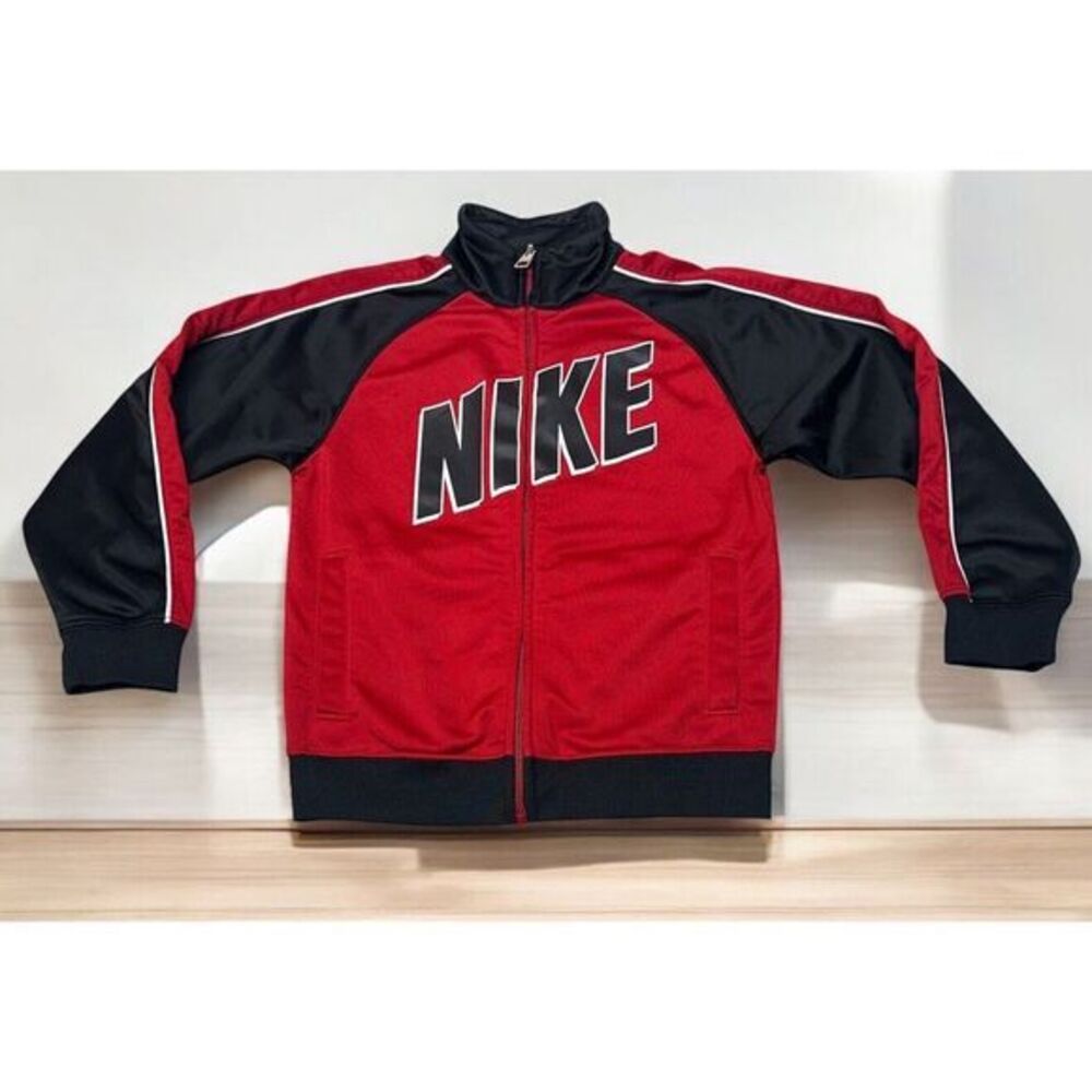 NIKE  Size 6‎ Red Black Track Jacket Coat Full Zip NIKE with Pockets Boys